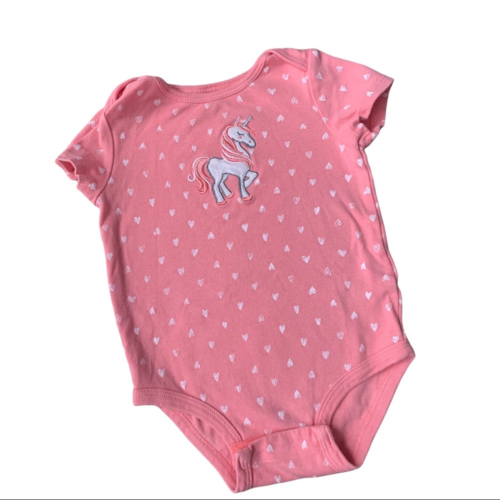 5/$25 ROCOCO Hearts & Unicorn SL Snap Button Onesie Bodysuit Baby 24 Month